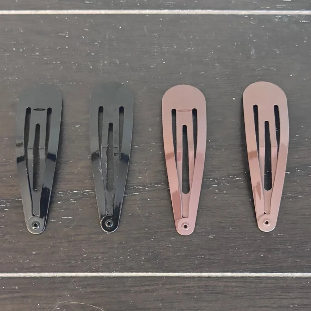 Vintage‎ | Goody Contour Snap Hair Clips | Set of 4 | 2 Black 2 Brown | Metal